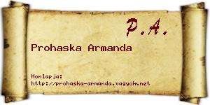 Prohaska Armanda névjegykártya